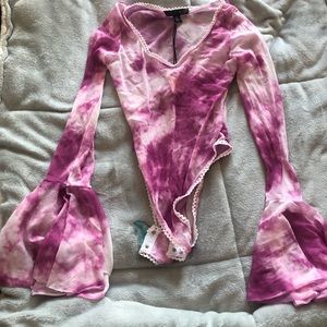 DollsKill Sheer Pink tiedye Bodysuit